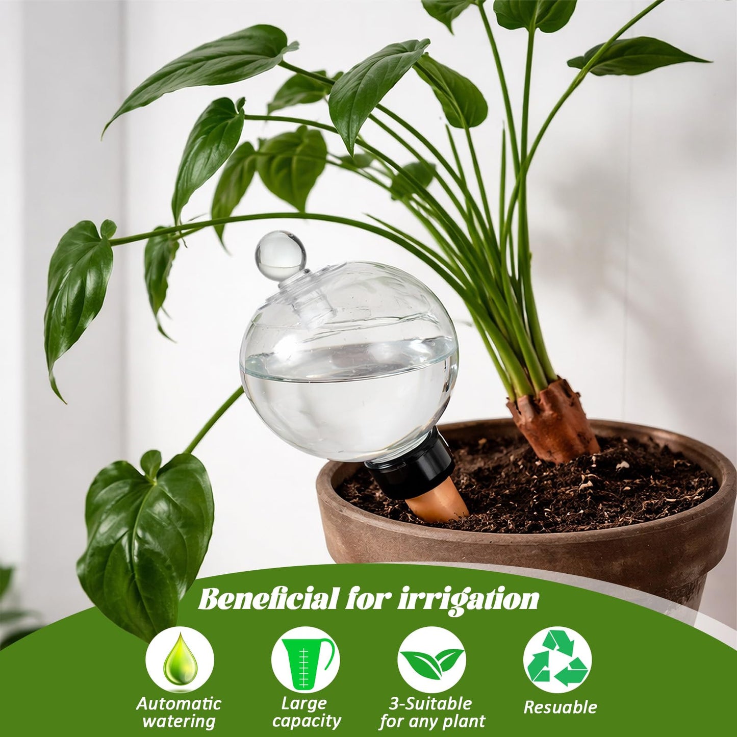4 Pack 17.5 oz Plant Watering Globes with Covers Self Watering Planter Insert Top Fill Plastic Water Bulbs for Indoor and Outdoor Plants Watering Devices