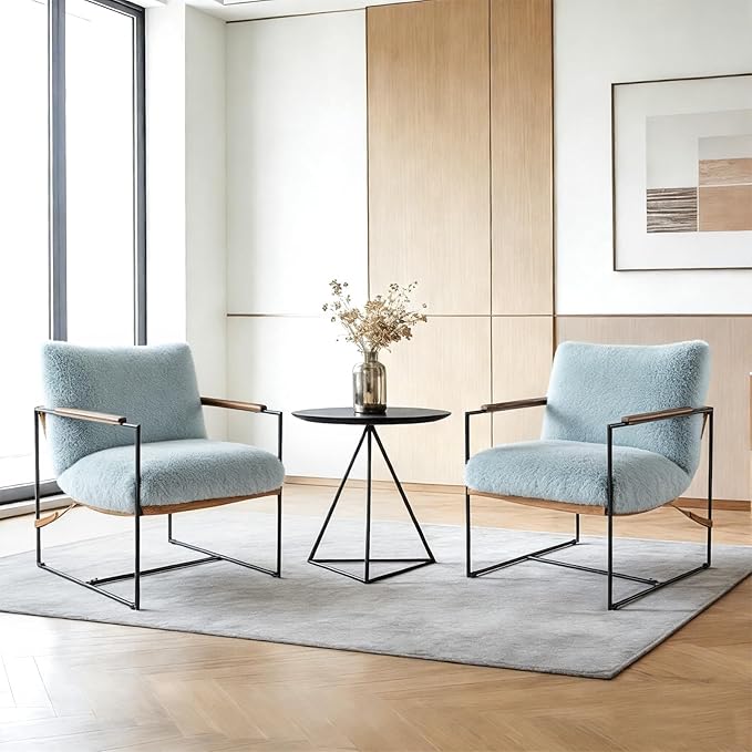 VINGLI 28" Wide Plush Upholstery Sling Modern Accent Chairs Set of 2, Reading