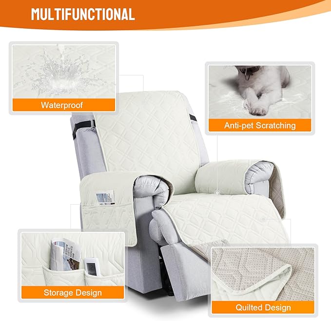 VANSOFY 100% Waterproof Recliner Chair Covers, Recliner Cover Non-Slip Dog