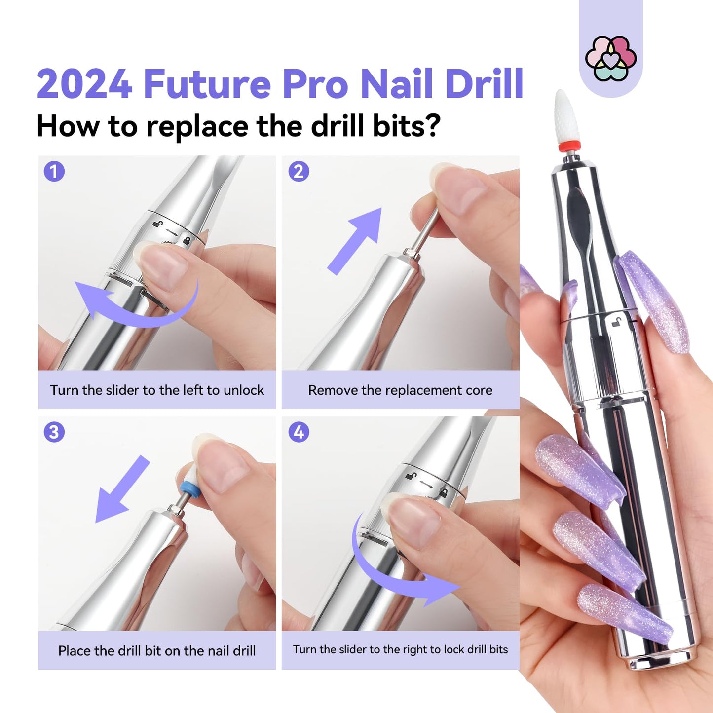 SAVILAND Electric Nail Drill Professional: 40000RPM Upgrad Nail Drill Kit 2025 Beautiful Gradient Sunset Color Scheme Nail D rill Machine Portable Nail File & Buffers Salon Use Manicure Pedicure
