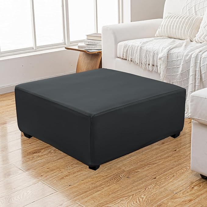 Super Stretch 40x40x15 inch Square Ottoman Cover- Soft Form Fit Ottoman Cover