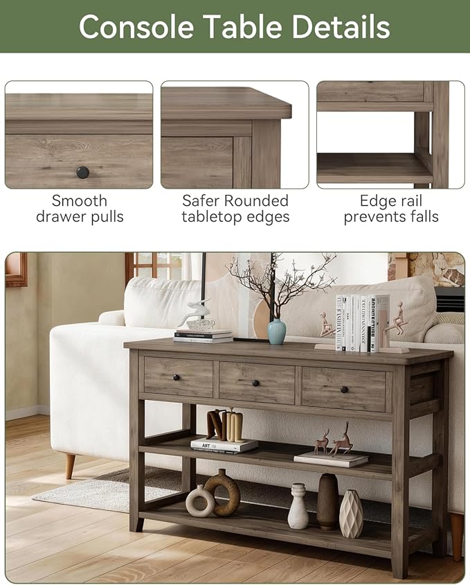 Karl home Console Table with 3 Drawers, Living Room