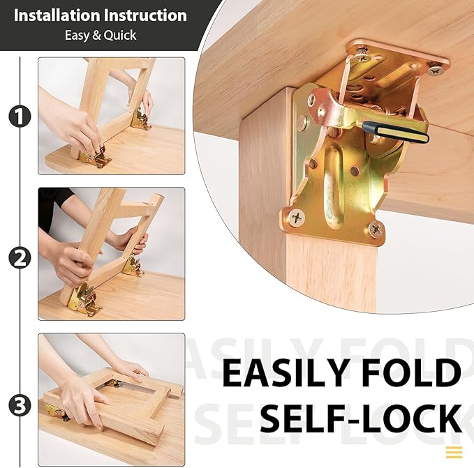 4 Pack Folding Brackets, Self-Lock Hinge