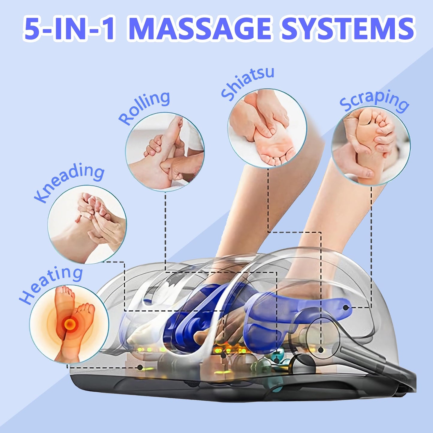 CCHYF Foot Massager with Heat,Shiatsu Foot Massager for Plantar Fasciitis,Pain Relief and Heat Therapy,Massage Leg/Calf/Ankle with Deep Kneading,Gift for Family and Friends(Black)