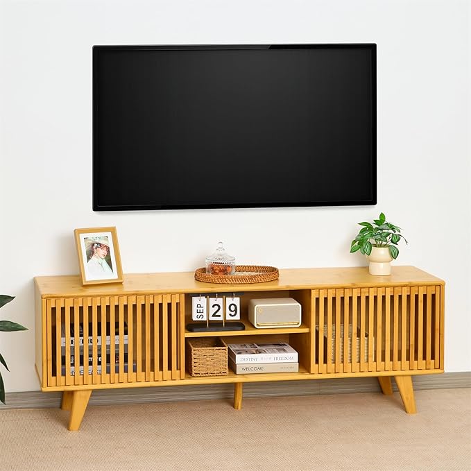 Bamboo TV Stand for TVs up to 65", Accent Entertainment Center