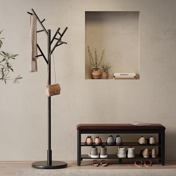 Muwuele Coat Rack, Solid Wood Coat Rack Freestanding