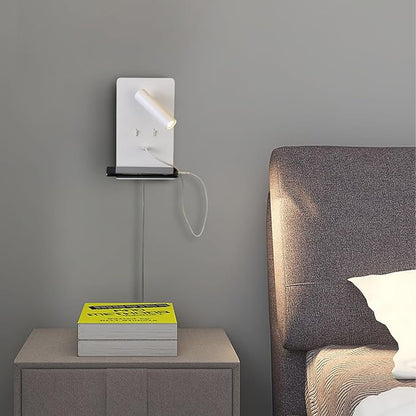 ZEROUNO Plug in Wall Light Bedroom Wall Mounted Reading Light LED Bedside Sconces with Switch USB Port Wall Lighting Lamps 3000K(White)