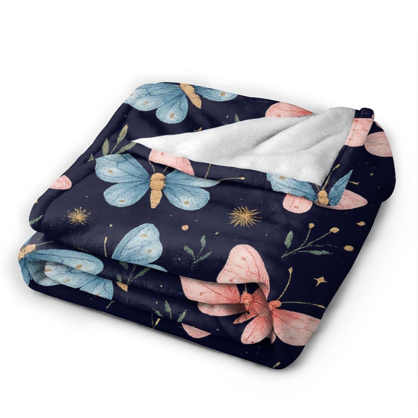 Butterfly Throw Blanket Butterfly Gifts for Women Girls Pink Blue Butterflies Cozy Fleece Fuzzy Soft Flannel Plush Warm Bedding Stuff for Kids Adults 40 x 50 Inch