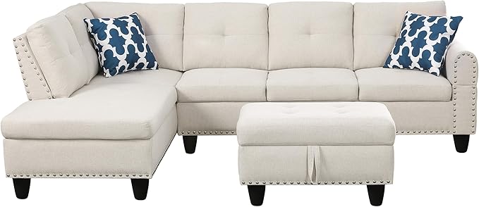 Wakefit Sectional Sofa Couch, Modern 4-Seaters Living Room Furniture Sets