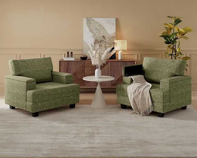 Rexulqo Oversized Accent Chair Set of 2, Upholstered Armchair