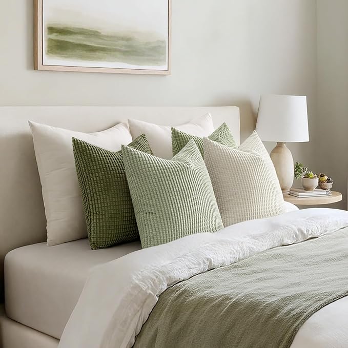 MIULEE Modern Farmhouse Decorative Spring Pillow Covers 18x18 Inch Set of 4