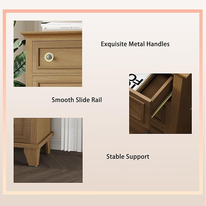 IDEALHOUSE 5 Drawer Dresser, Wooden Storage Chest of Drawers