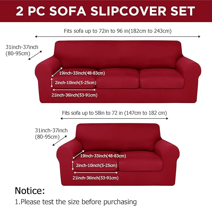 HunnmingRe Sofa Covers for 3 Cushion Couch Stretch Sofa and Loveseat Covers Set