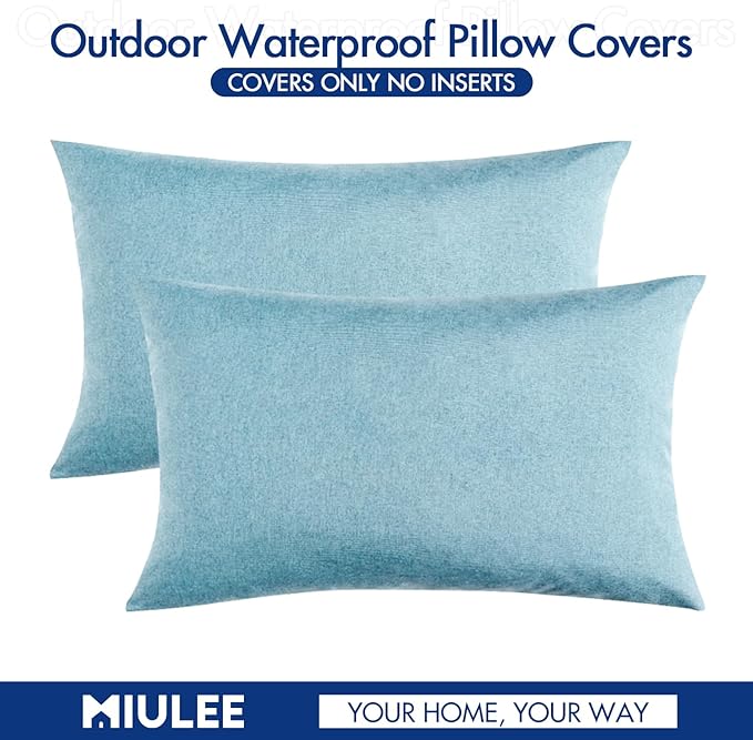 MIULEE Pack of 2 Decorative Outdoor Solid Waterproof Throw Pillow Covers Faux
