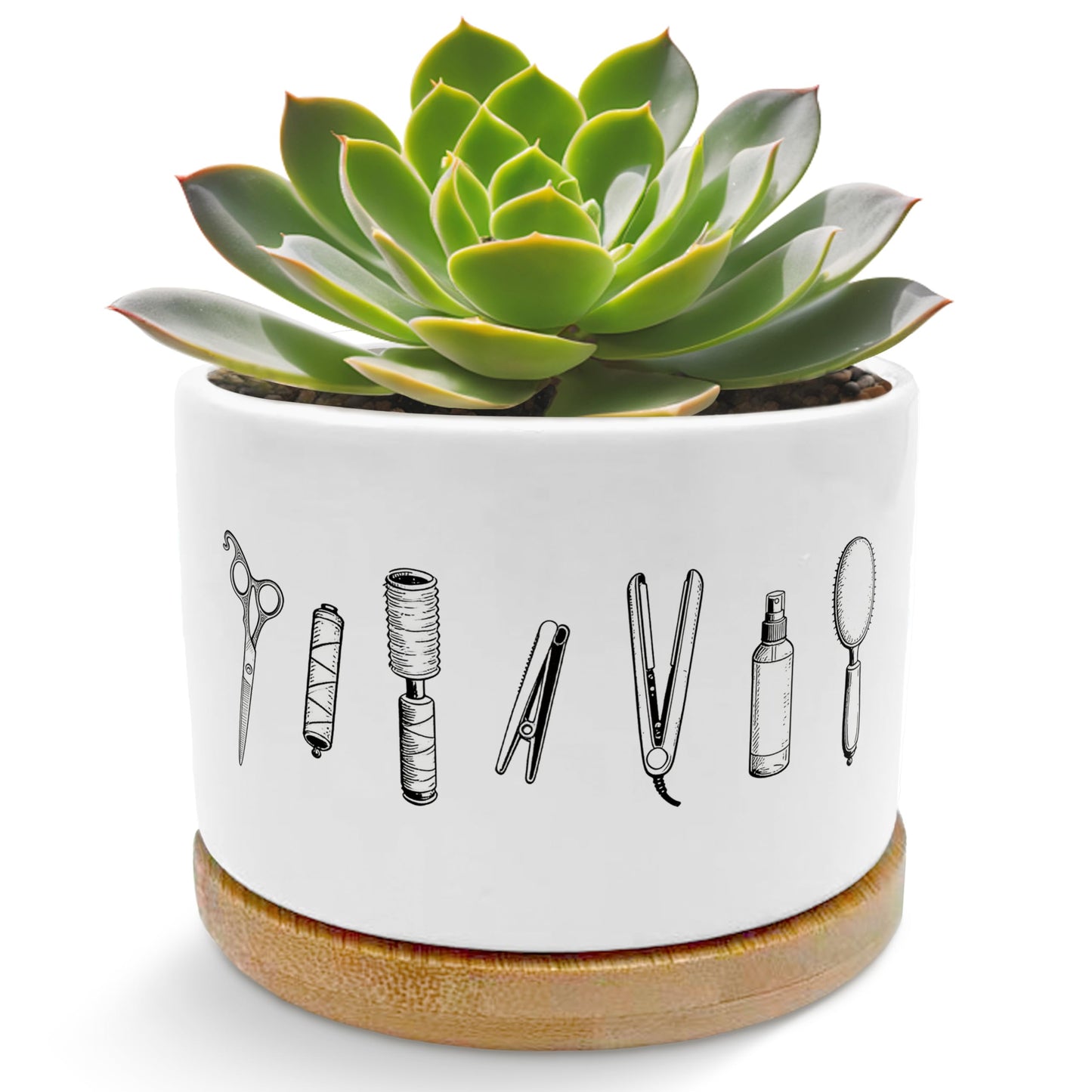 EVIHCG Barber Gifts Planter Pots, Hair Stylist Hairdresser Gifts for Women, Hair Beauty Tools Ceramic Succulent Plant Flower Planters for Home Office Desk Table Shelf(No Plants)