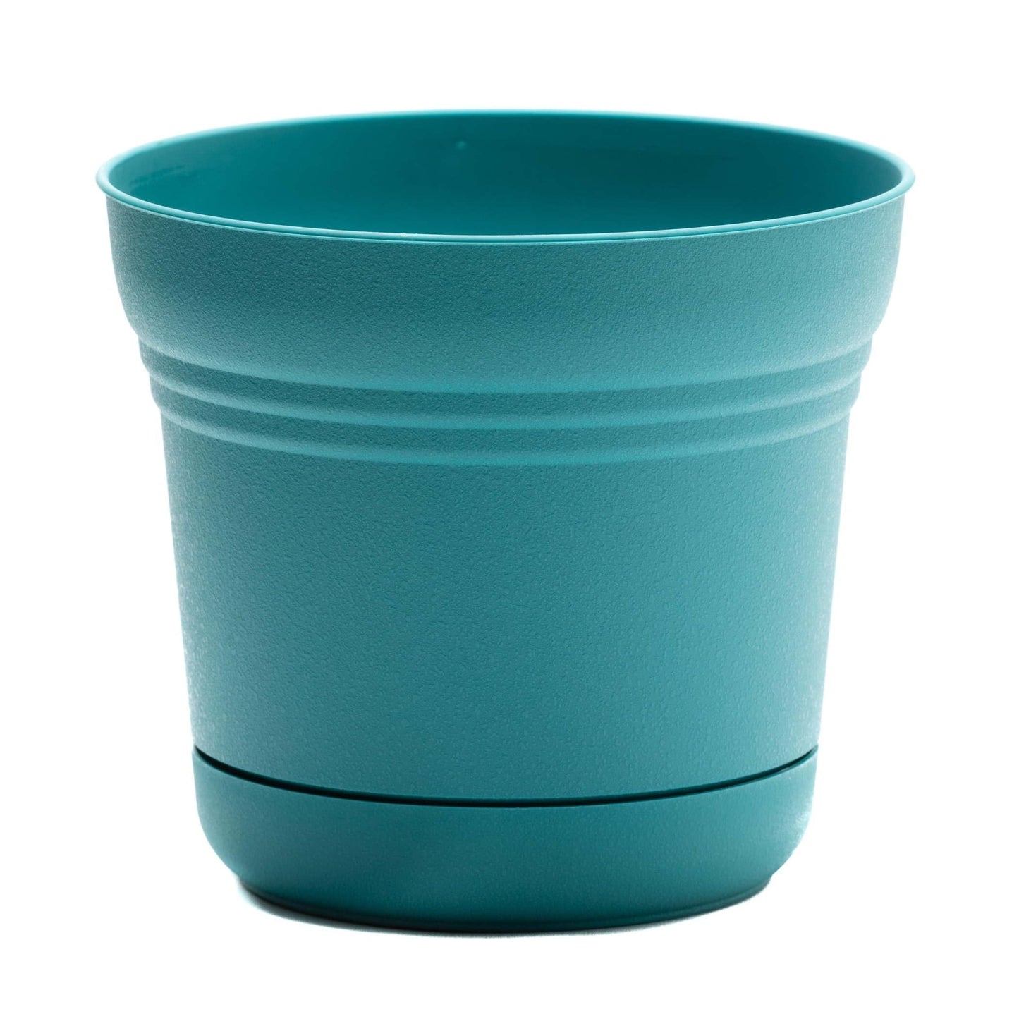 Bloem Saturn 7" Round Plastic Planter - Indoor/Outdoor, Snap-in Saucer & Drainage Holes, Bermuda Teal