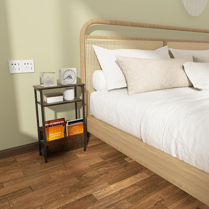 THUMEYE 7.1" Narrow Side Table for Small Spaces, 3 Tier Small End Table