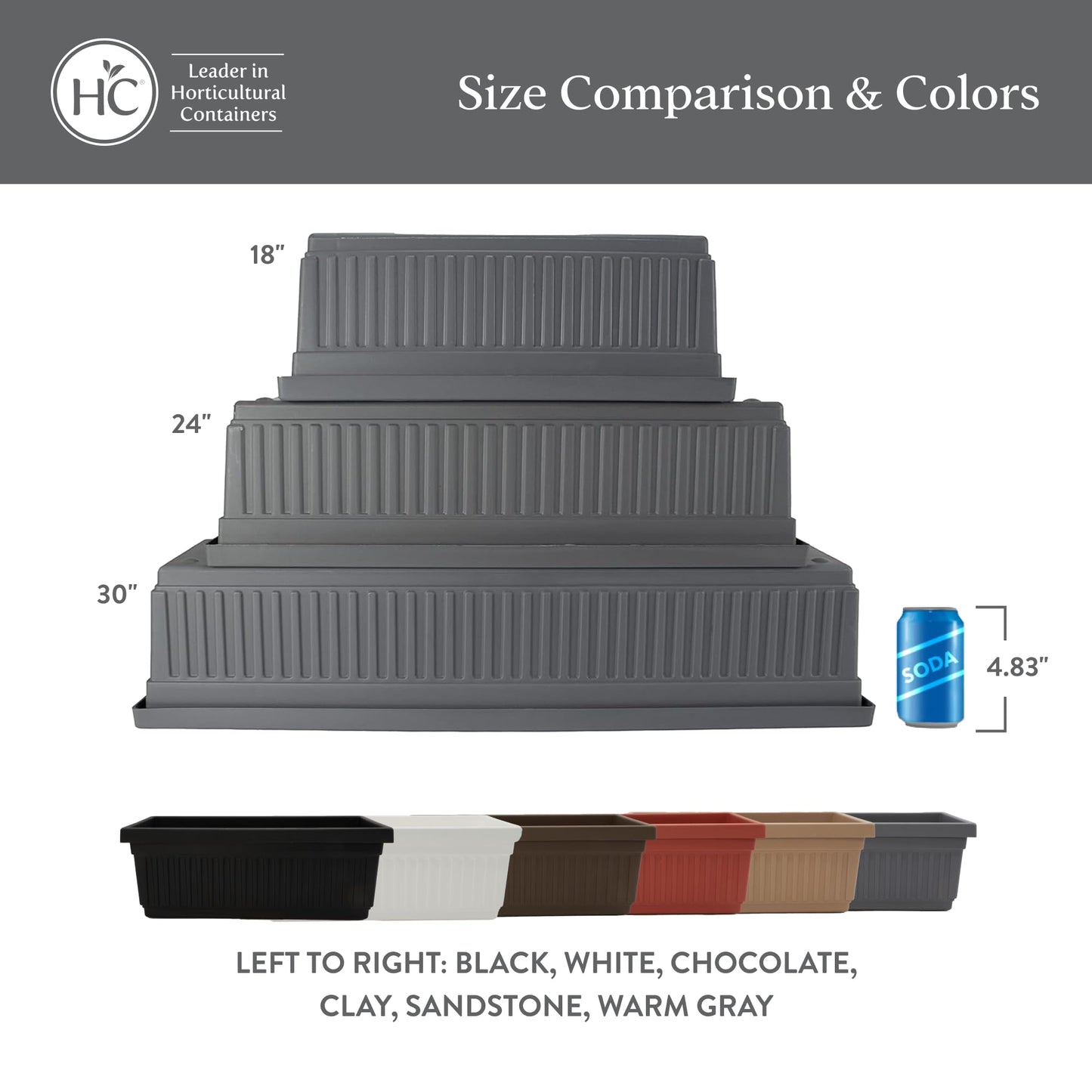 The HC Companies Venetian Window Planter Box w/Drain Plug - Long Planter Box for Windowsills, Balconies & More - Plastic Rectangular Outdoor Planters for Herbs & Flowers (18" Clay, Pack of 1)