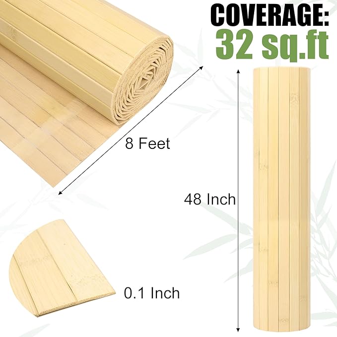 Bamboo Wall Panel for Interior Wall Decor, Renewable Pole Wrap Wainscoting Roll