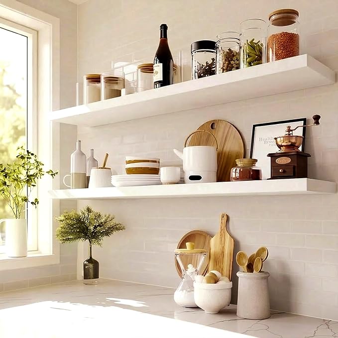 AMADA HOMEFURNISHING Floating Shelves Wall Mounted, 47 x 8 Inch Wall Shelves