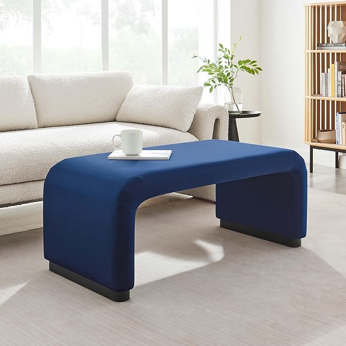 Modway EEI-6735-BLK-MID Koda Performance Velvet Waterfall Ottoman