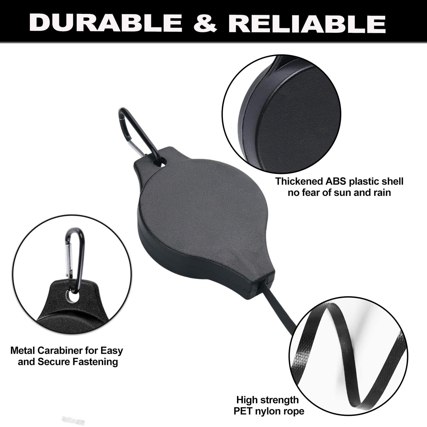 Retractable Plant Hanger with Carabiners for Watering, Auto Lock Plant Pulleys for Hanging Plants Garden Baskets Pots,Birds Feeder,Easy to Raise and Lower, 2.2-33lb Heavy Duty Plant Pulley Hangers