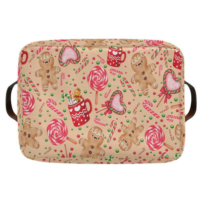 Christmas Gingerbread Candy Rectangular Storage Basket Organizer Bin Shelf Candy Cane Baskets For Clothes Gifts For Home Office Dorm