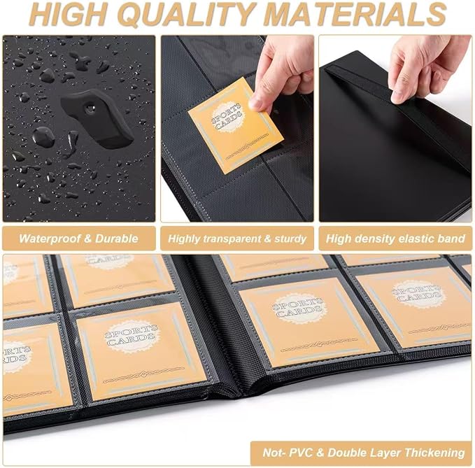 Card Binder 9 Pocket Storage 360 Card Binder,Trading Card Binder Senior and Sturdy Side-Loading Album,Intended For YuGiOh,MTG, TCG,Game Cards & Baseball Card Binde,（Yellow）