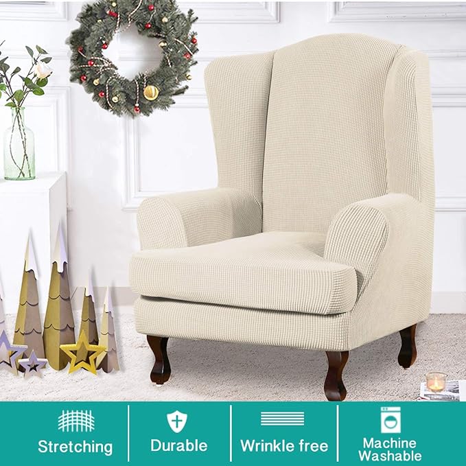 Turquoize Wingback Chair Covers 2 Piece Wing Chair Slipcover Stretch Slipcovers