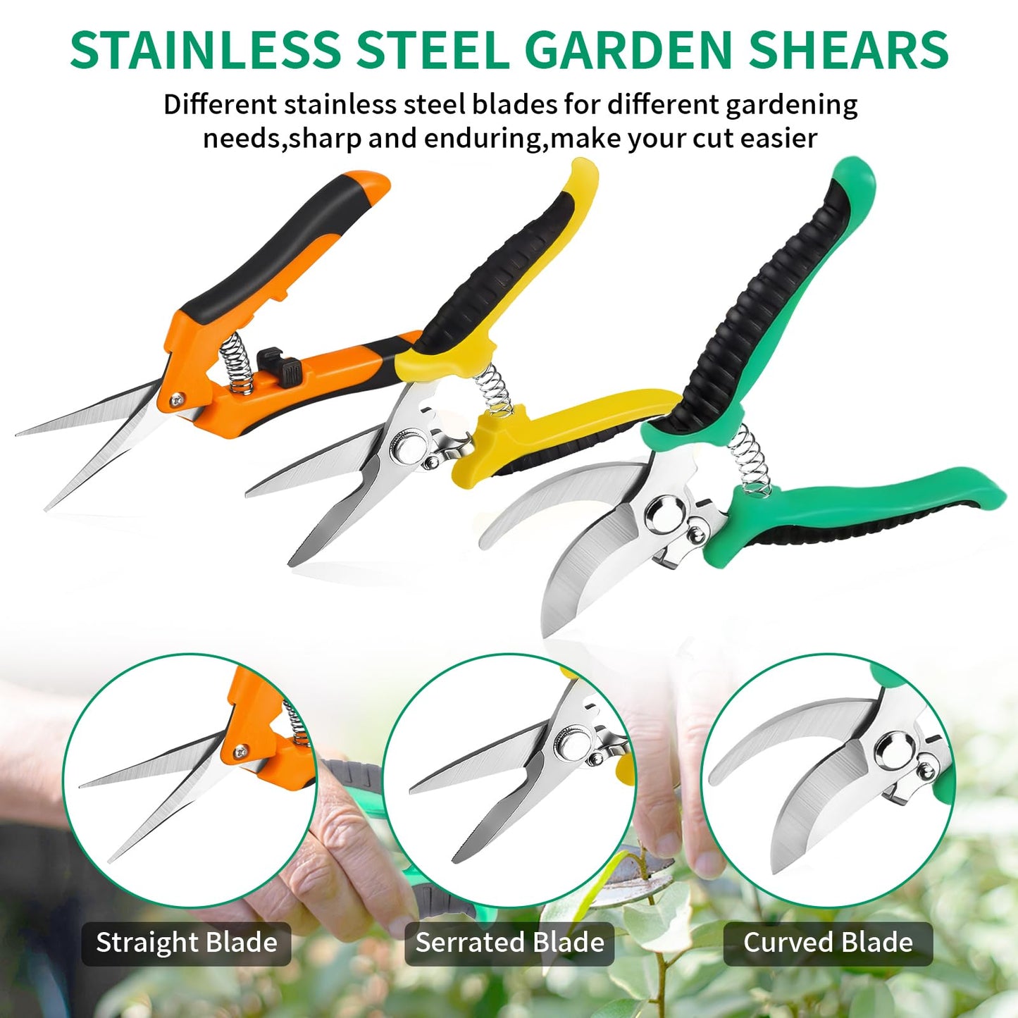 Garden Pruning Shears 3 Pack Gardening Shears Garden Scissors Stainless Steel Plant Flower Scissors Clippers Pruning Shears tijeras de jardinería