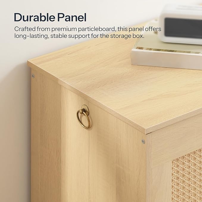 HOOBRO Storage Bench, 43.3" Toy Box, Rattan-Like Storage Chest, Sturdy Entryway