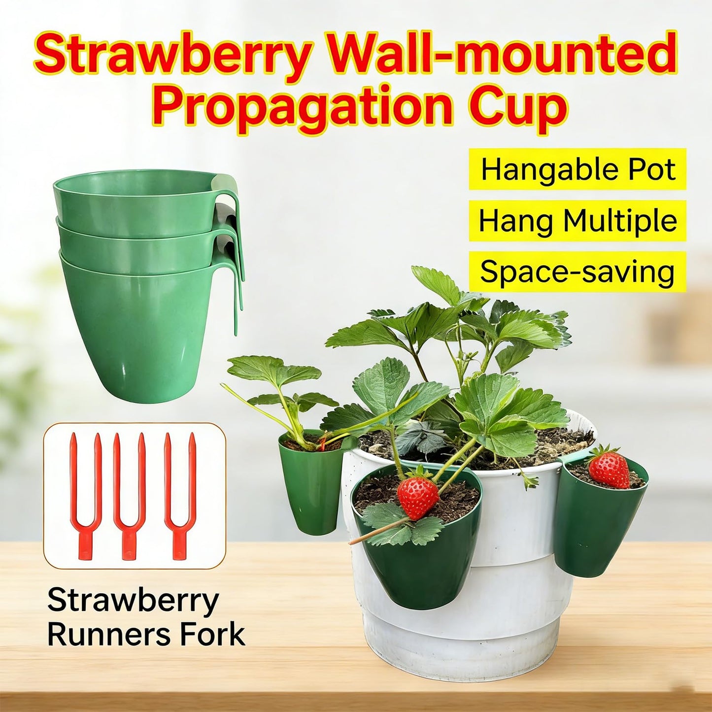 Kangnice Garden Trays Tool for Strawberry Runners Featuring Breathable Cups and Runner Forks to Enhancing Survival Rate and Growth Drainage Planting Cups