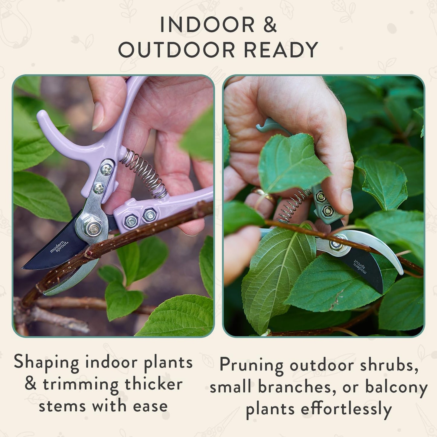 Modern Sprout Hand Pruners - Lightweight Pruning Shears W/Easy Lock- Gardening Scissors - Bypass Sharp Carbon Steel Blade - Rust Resistant - Garden Tools - Reusable Holster - Ocean