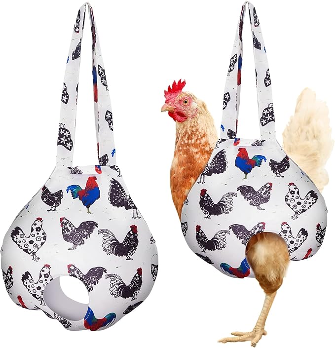 Paterr 2 Pack Chicken Holder Bag, Chicken Carrier Sling Catching Hand Bag Hen Sling with Handle Farm Supplies for Hen Rooster Transport Traveling Hiking Driving(White,11.8 x 11.8 Inch)