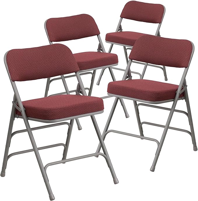 Flash Furniture 4 Pack HERCULES Series Premium Curved Triple Braced & Double