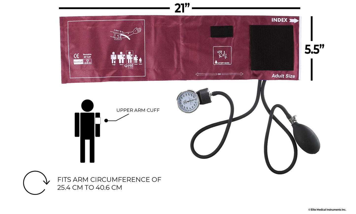 EMI Burgundy 330 Sprague Rappaport Stethoscope and Aneroid Sphygmomanometer Manual Blood Pressure Set Kit