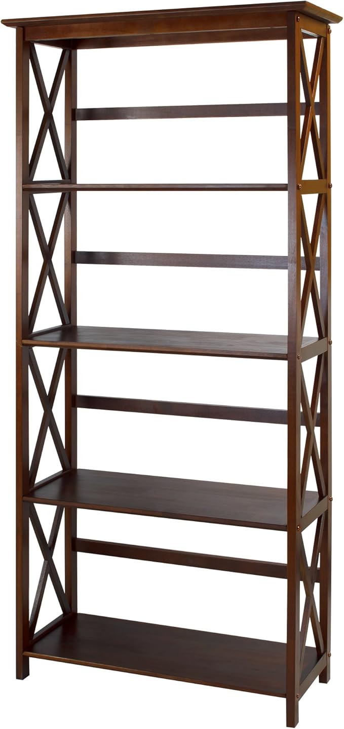 Montego 5-Shelf Bookcase-Walnut