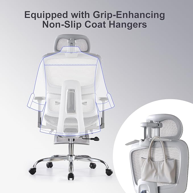 Office Chair with Footrest, Ergonomic Chair with 3D Headrest, Computer Chair