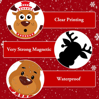 FYSUIMU 21 Pcs Merry Christmas Garage Magnets Decoration Xmas Reindeer Snowflake Garage Door Decals Cartoon Magnetic Refrigerator Stickers for Winter Holiday Party Home Car