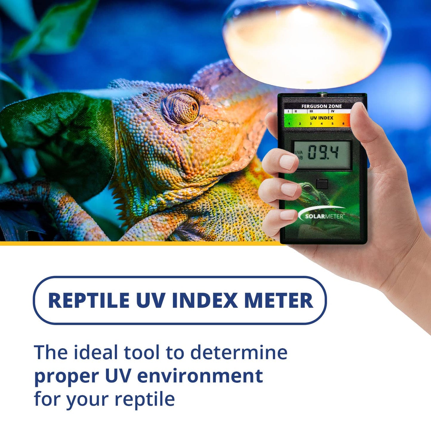 Solarmeter Model 6.5R Reptile UV Index Meter, Handheld Digital Radiometer for Measuring Ultraviolet Light, Measures 280-400 nm with Range from 0-199.9 UV Index, Made in USA, ABS Polymer, Black
