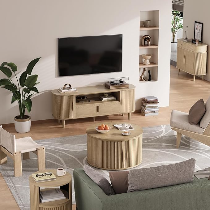 SULIVES Round Coffee Table