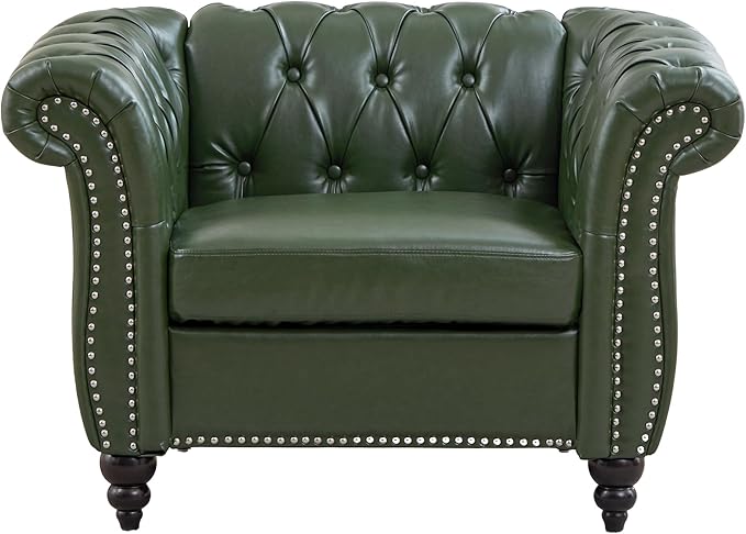 Mid-Century Sofa Chair, Faux Leather Accent Chair