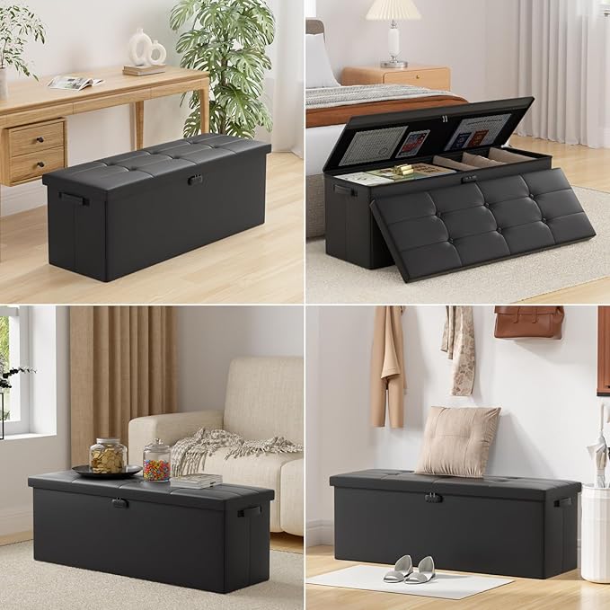 DocSafe Storage Ottoman Bench, Fireproof＆Waterproof Folding Bench