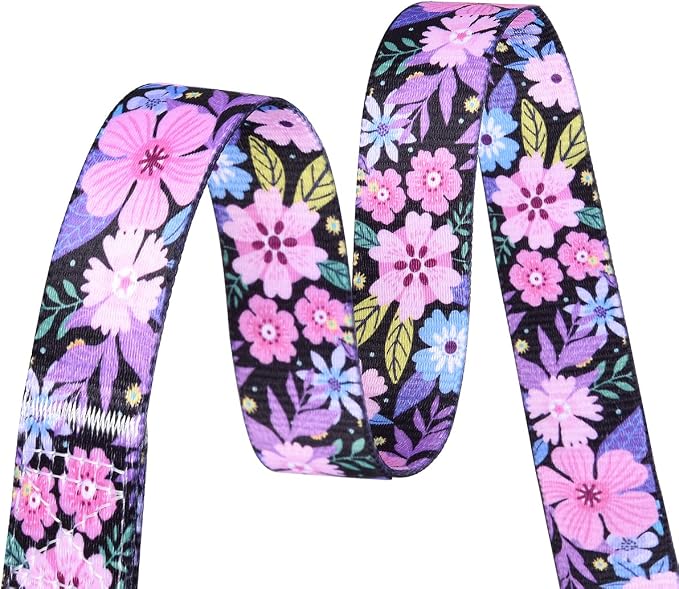 Mihqy Dog Collar and Leash Set with Bohemia Floral Tribal Geometric Patterns - Soft Ethnic Style Collar Adjustable for Small Medium Large Dogs(Pink Floral Set,M)
