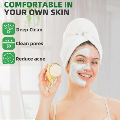 Premium Face Scrubber Set, Facial Cleansing Brush for Exfoliator, Natural Bristle Face Scrubber for Lymphatic Drainage, Unclog Pores, Sensitive Skin, Reduce Ance