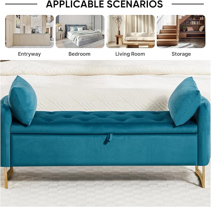 48" End of Bed Bench, Modern Storage Benches