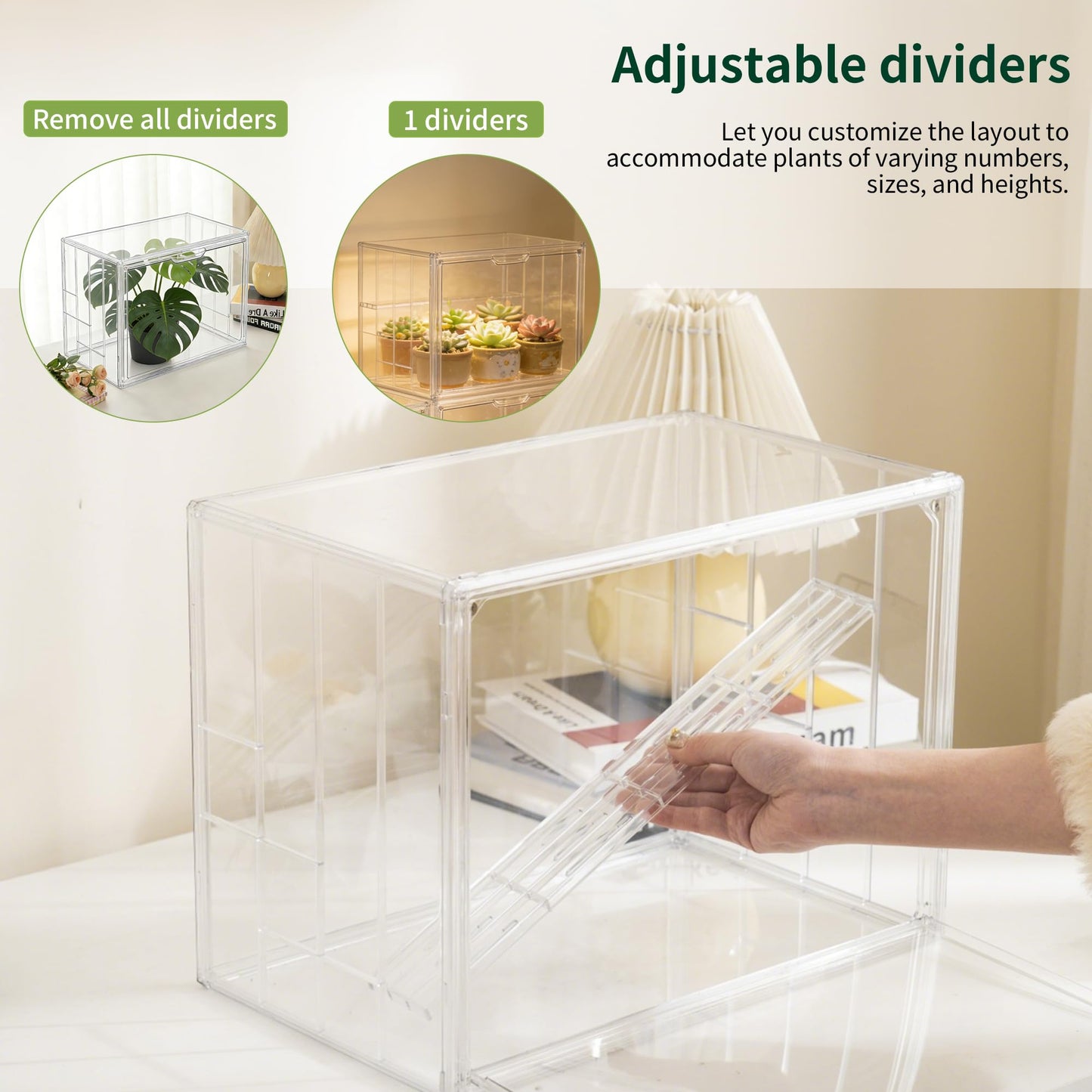 PEEKUP Clear Mini Greenhouse Indoor, Small Portable Tabletop Green House with Magnetic Door for Seed Starting, Plant Grow Warmer and Home Gardening Display