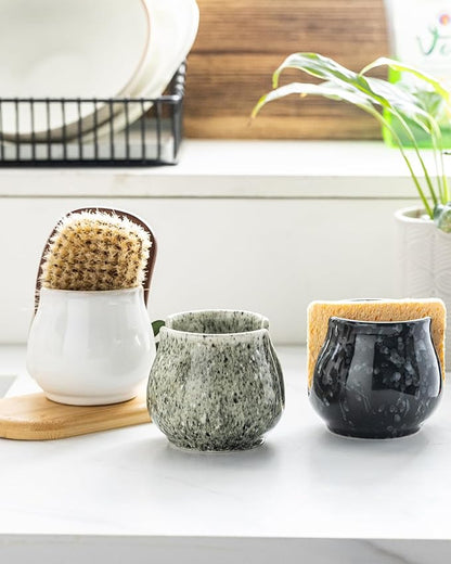 Ceramic Sponge Holder, Kitchen Sponge Holder Sink Caddy Organizer Dish Rack
