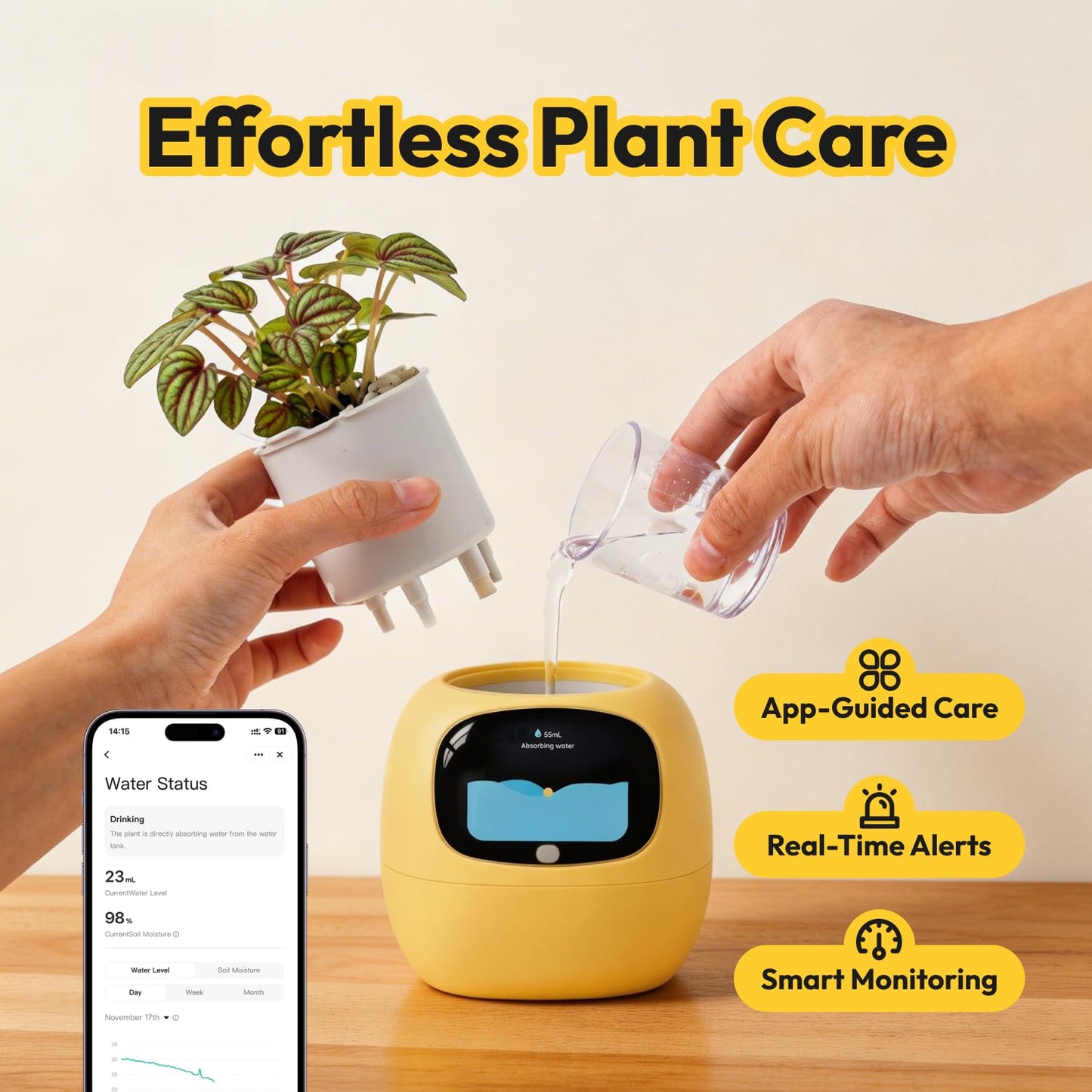 PLANTSIO Ivy Interactive AI Desk Companion, Smart Plant Pet with 100+ Expressions, Cute Indoor Planter for Office Decor, Unique Gift for Plant Lovers & Coworkers(Violet)