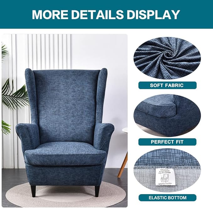 KRFOONN Wingback Chair Covers Slipcovers 2 Piece Stretch Wing Chair Covers